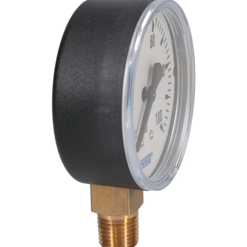 Pressure Gauge: 2-1/2" Dial, 1/4" Thread, NPT, Lower Mount