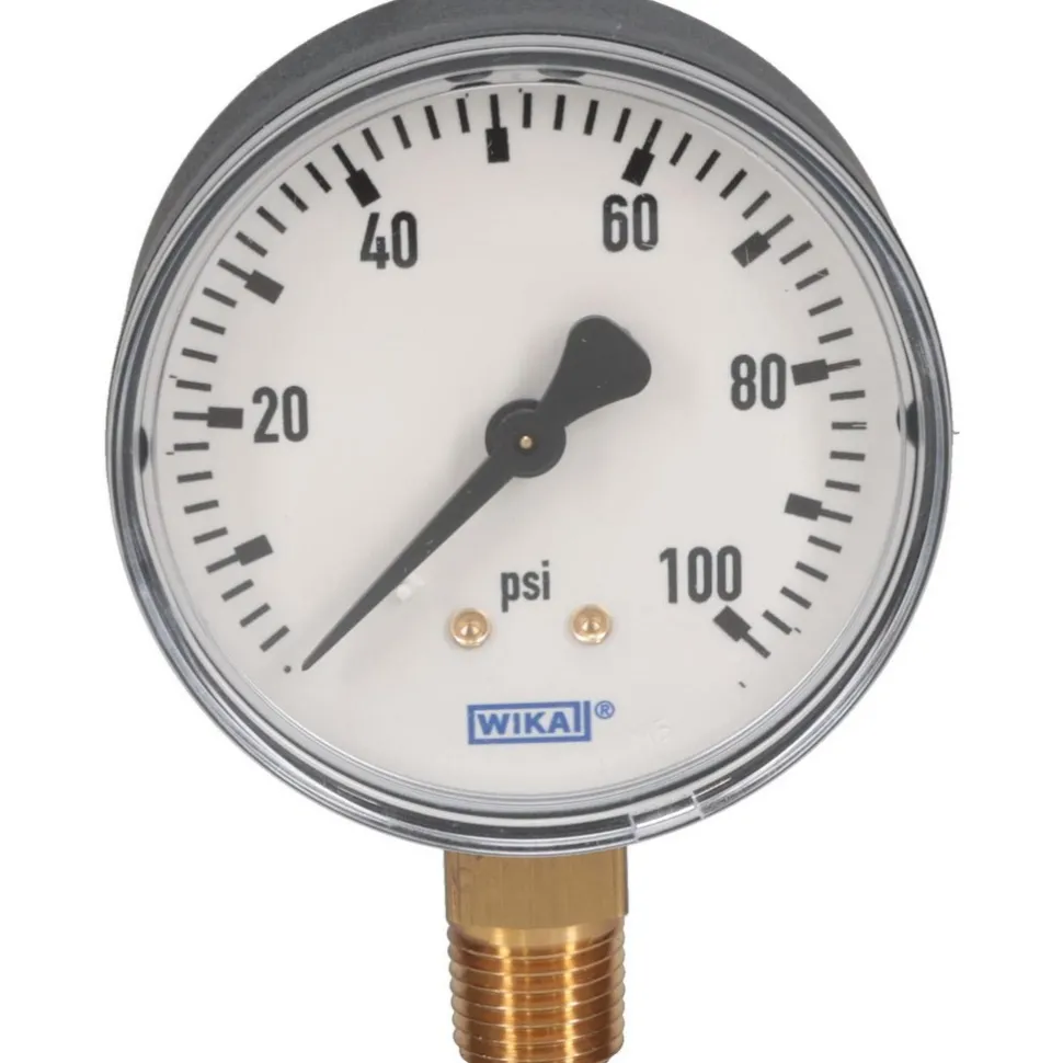 Pressure Gauge: 2-1/2" Dial, 1/4" Thread, NPT, Lower Mount
