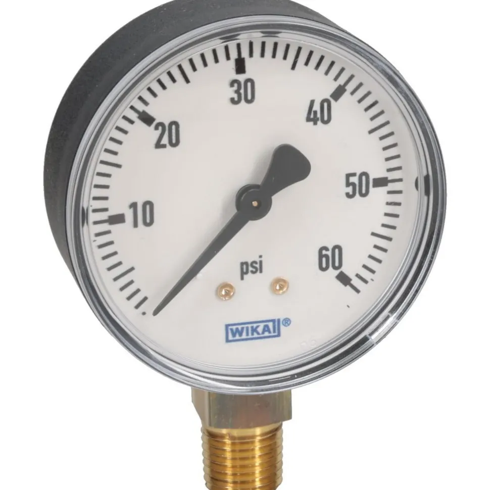Pressure Gauge: 2-1/2" Dial, 1/4" Thread, NPT, Lower Mount