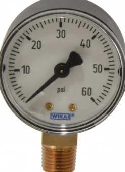 Pressure Gauge: 2" Dial, 1/4" Thread, NPT, Lower Mount