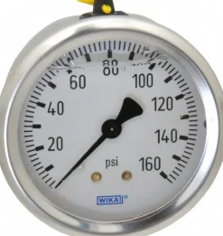 Pressure Gauge: 2-1/2" Dial, 0 to 160 psi, 1/4" Thread, NPT, Center Back Mount