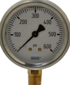 Pressure Gauge: 2-1/2" Dial, 0 to 600 psi, 1/4" Thread, NPT, Lower Mount