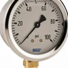 Pressure Gauge: 2-1/2" Dial, 0 to 100 psi, 1/4" Thread, NPT, Lower Mount