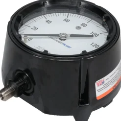 Pressure Gauge: 4-1/2" Dial, 0 to 160 psi, 1/4" Thread, MNPT, Rear Flange Mount
