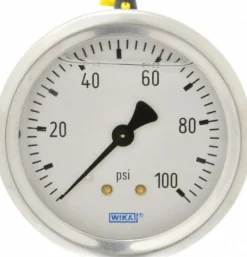 Pressure Gauge: 2-1/2" Dial, 0 to 100 psi, 1/4" Thread, NPT, Center Back Mount