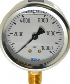 Pressure Gauge: 2-1/2" Dial, 0 to 10,000 psi, 1/4" Thread, NPT, Lower Mount