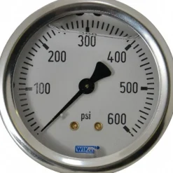 Pressure Gauge: 2-1/2" Dial, 0 to 600 psi, 1/4" Thread, NPT, Center Back Mount
