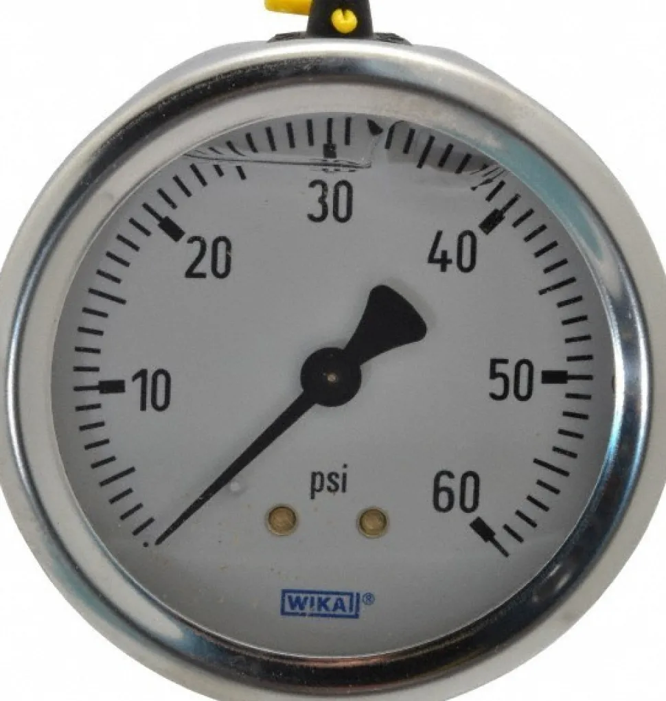 Pressure Gauge: 2-1/2" Dial, 0 to 60 psi, 1/4" Thread, NPT, Center Back Mount