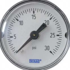 Pressure Gauge: 1-1/2" Dial, 0 to 30 psi, 1/8" Thread, NPT, Center Back Mount