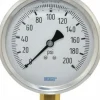 Pressure Gauge: 4" Dial, 0 to 200 psi, 1/4" Thread, NPT, Lower Mount