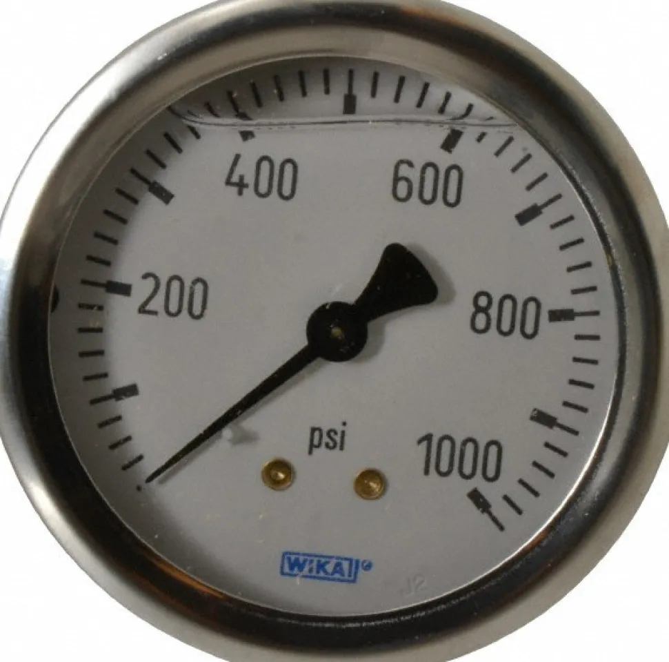 Pressure Gauge: 2-1/2" Dial, 0 to 1,000 psi, 1/4" Thread, NPT, Center Back Mount