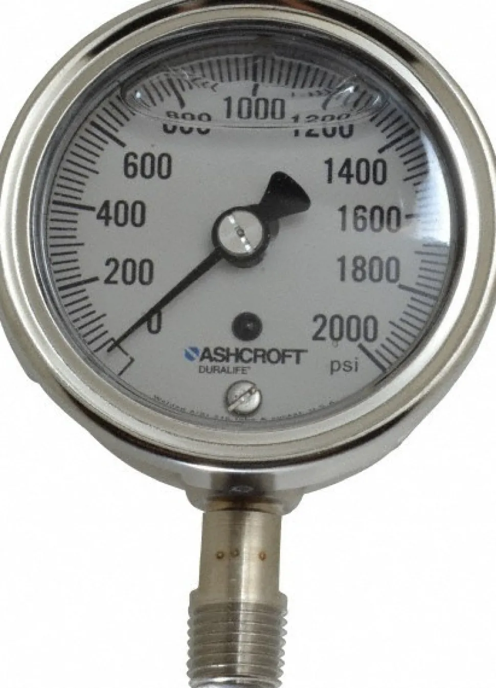 Pressure Gauge: 2-1/2" Dial, 0 to 2,000 psi, 1/4" Thread, NPT, Lower Mount