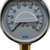 Pressure Gauge: 4" Dial, 0 to 100 psi, 1/4" Thread, NPT, Lower Mount