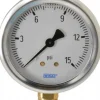 Pressure Gauge: 2-1/2" Dial, 0 to 15 psi, 1/4" Thread, NPT, Lower Mount