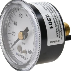 Pressure Gauge: 1-1/2" Dial, 0 to 160 psi, 1/8" Thread, NPT, Center Back Mount
