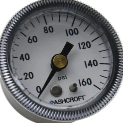 Pressure Gauge: 1-1/2" Dial, 0 to 160 psi, 1/8" Thread, NPT, Center Back Mount