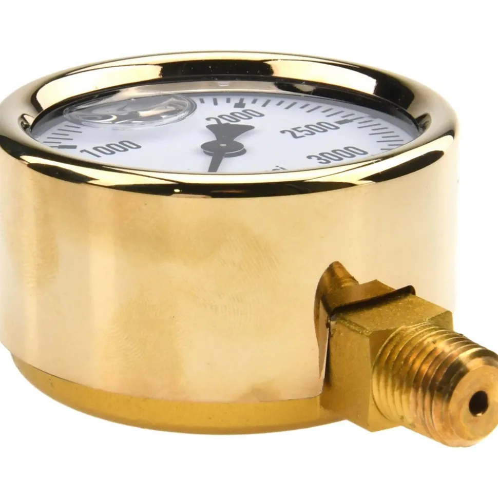 Pressure Gauge: 2-1/2" Dial, 0 to 3,000 psi, 1/4" Thread, NPT, Lower Mount