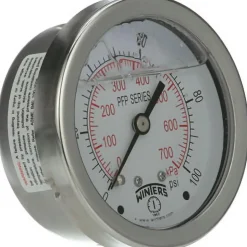 Pressure Gauge: 2-1/2" Dial, 0 to 100 psi, 1/4" Thread, NPT, Bottom Mount