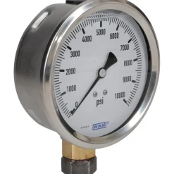 Pressure Gauge: 4" Dial, 0 to 10,000 psi, 1/4" Thread, NPT, Lower Mount