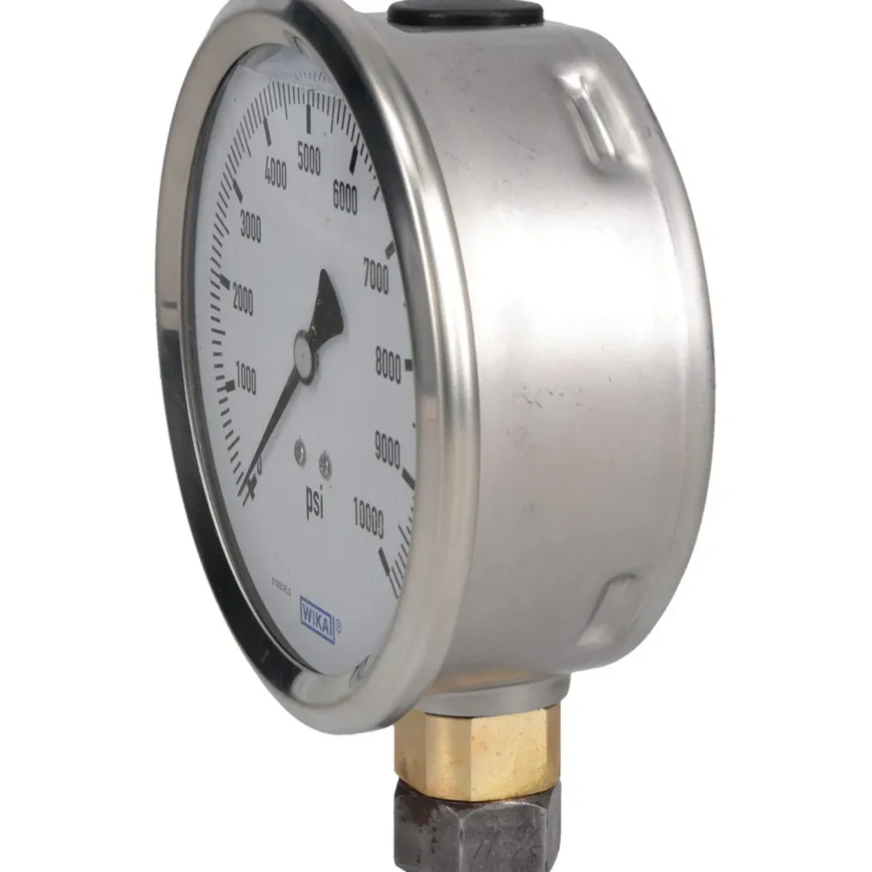 Pressure Gauge: 4" Dial, 0 to 10,000 psi, 1/4" Thread, NPT, Lower Mount