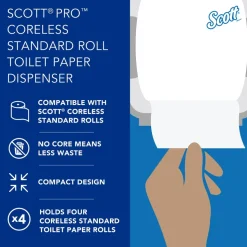 Pro High Capacity Coreless Standard Roll Toilet Paper Dispenser, 4 Roll Capacity, Black, 11.25