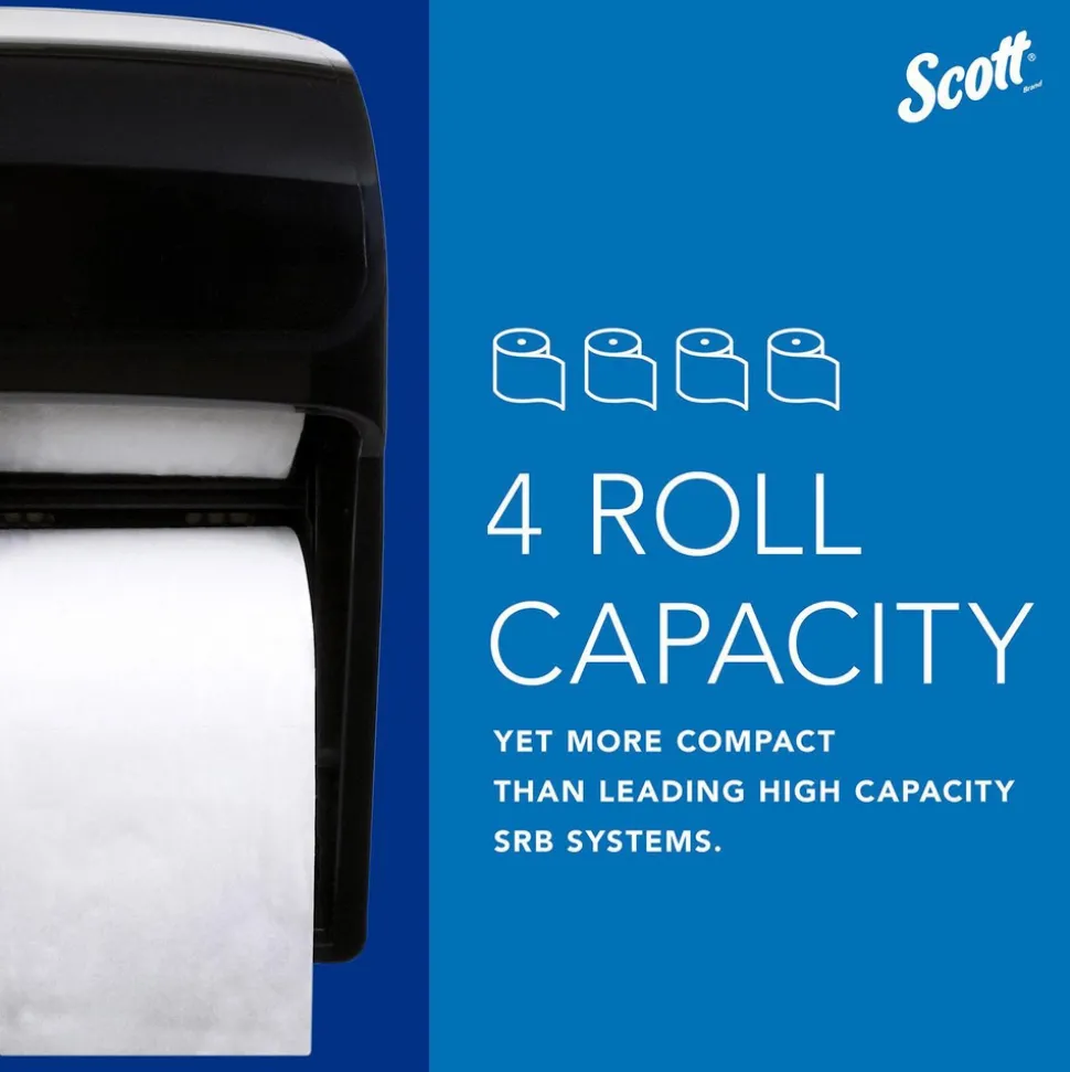Pro High Capacity Coreless Standard Roll Toilet Paper Dispenser, 4 Roll Capacity, Black, 11.25" x 12.75" x 6.19"