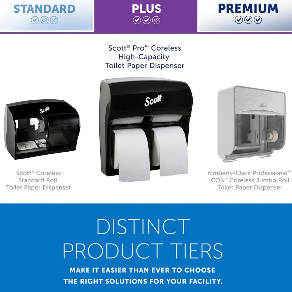 Pro High Capacity Coreless Standard Roll Toilet Paper Dispenser, 4 Roll Capacity, Black, 11.25" x 12.75" x 6.19"