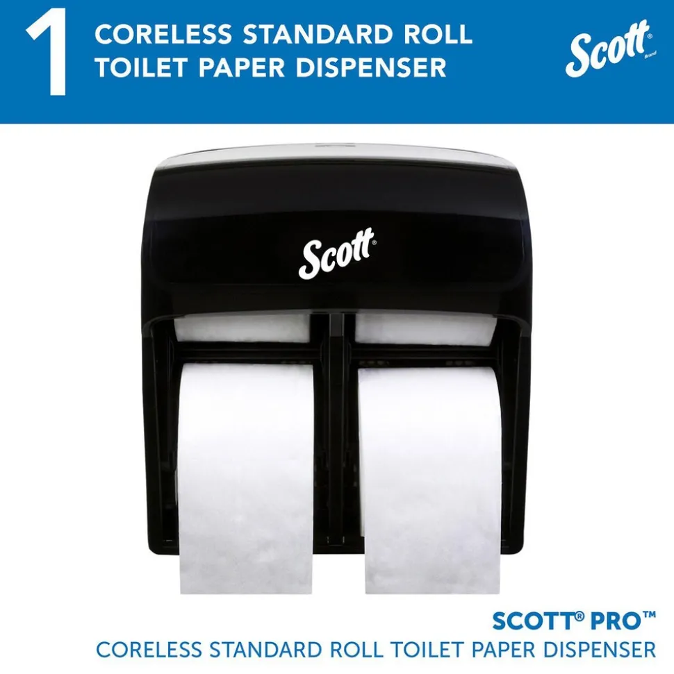 Pro High Capacity Coreless Standard Roll Toilet Paper Dispenser, 4 Roll Capacity, Black, 11.25" x 12.75" x 6.19"