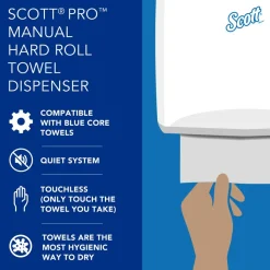 Pro Manual Hard Roll Towel Dispenser, Black, for Blue Core Scott Pro Roll Towels, 12.66