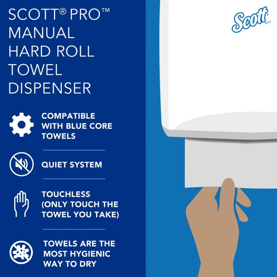 Pro Manual Hard Roll Towel Dispenser, Black, for Blue Core Scott Pro Roll Towels, 12.66" x 16.44" x 9.18"