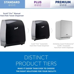 Pro Manual Hard Roll Towel Dispenser, Black, for Blue Core Scott Pro Roll Towels, 12.66