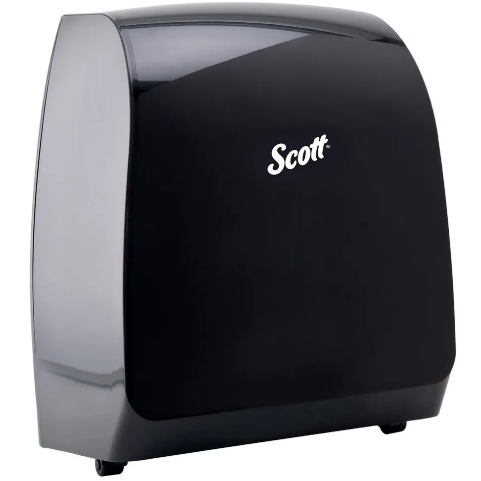 Pro Manual Hard Roll Towel Dispenser, Black, for Blue Core Scott Pro Roll Towels, 12.66" x 16.44" x 9.18"