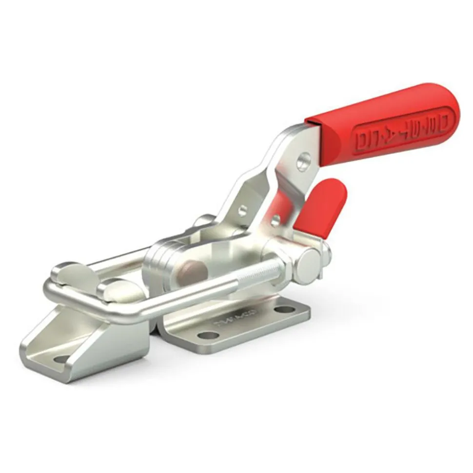 Pull-Action Latch Clamp: Horizontal, 2,000 lb, U-Hook, Flanged Base