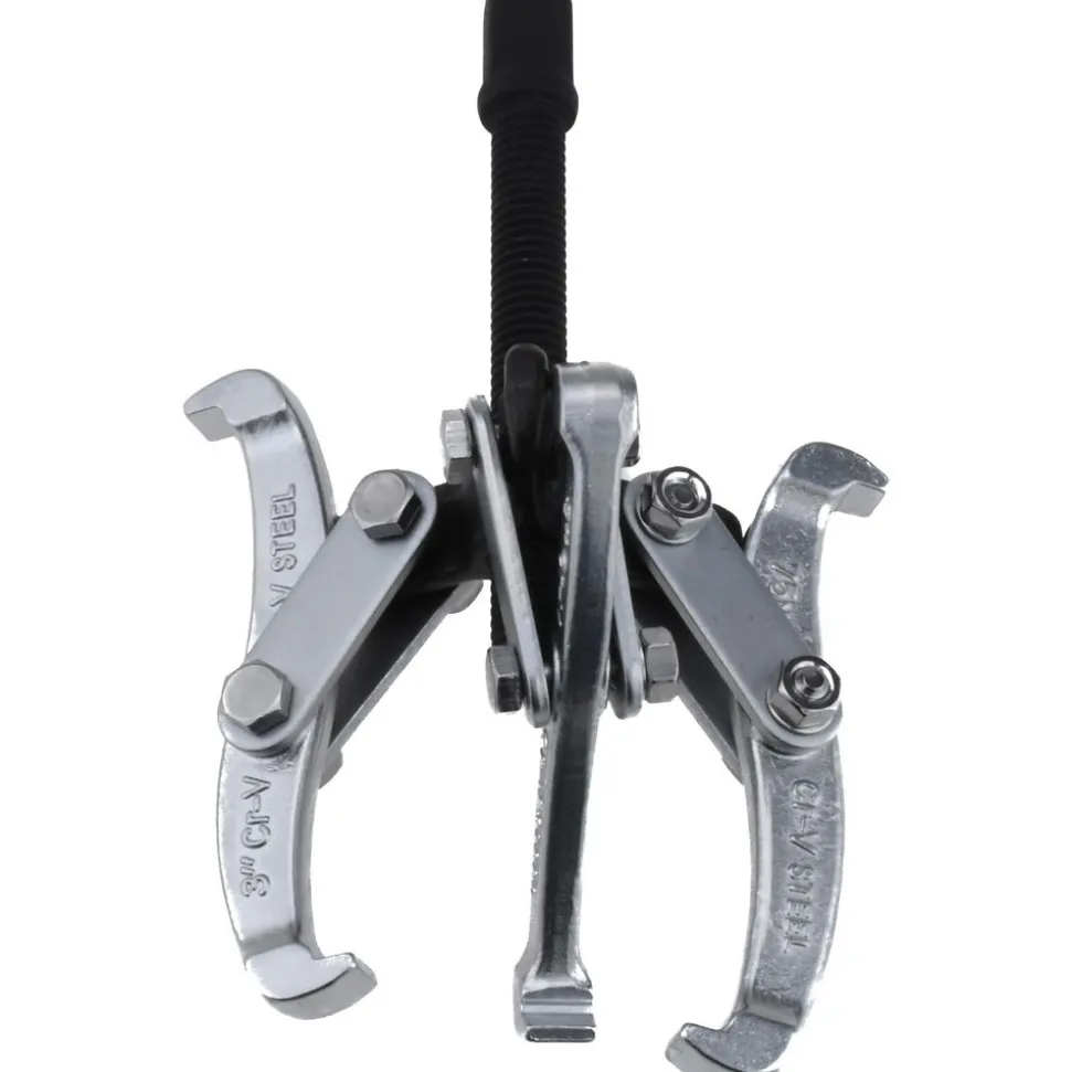 Pullers & Separators; Type: Standard Puller; Gear Puller; Applications: Gears; Application: Gears; Maximum Spread (Inch): 4; Minimum Spread (Decimal Inch): 1.6; Number Of Jaws: 3; Reach (Inch): 2-1/2; Overall Length (Inch): 5-7/64; Center Bolt Dia: 0.400; Center Bolt Length: 4.900