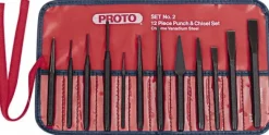 Punch & Chisel Set: 12 Pc, 3/16 - 1/2" Chisel, 3/32 - 3/8" Punch