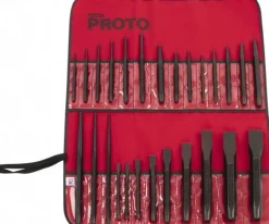 Punch & Chisel Set: 26 Pc, 1/4 - 1-3/16" Chisel, 3/32 - 1/4" Punch