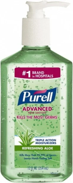 PURELL Advanced Hand Sanitizer Soothing Gel, Fresh Scent, 12 fl oz Pump Bottle, 12 fl oz Table Top Pump Bottle