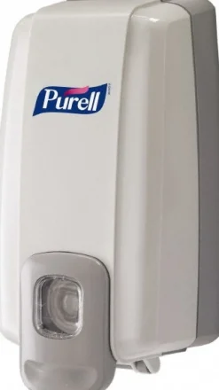 PURELL NXT Push-Style SPACE SAVER Sanitizer Dispenser, for 1000 mL PURELL NXT Sanitizer Refills, Dove Grey