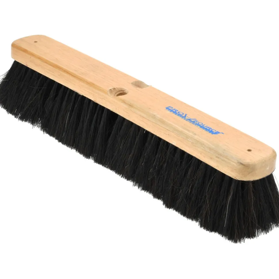 Push Broom: 18" Wide, Dyed Coco Center with Horsehair & PVC Mix Border