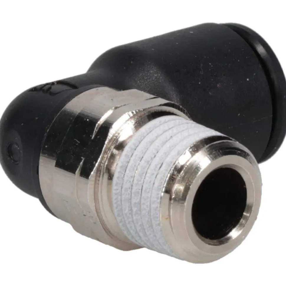 Push-to-Connect Fitting: Male Elbow, NPT, 3/8" OD