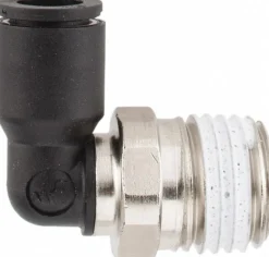 Push-to-Connect Fitting: Male Elbow, NPT, 1/4" OD