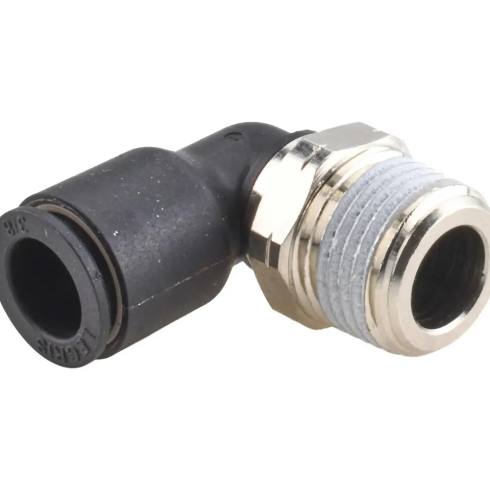 Push-to-Connect Fitting: Male Elbow, NPT, 3/8" OD
