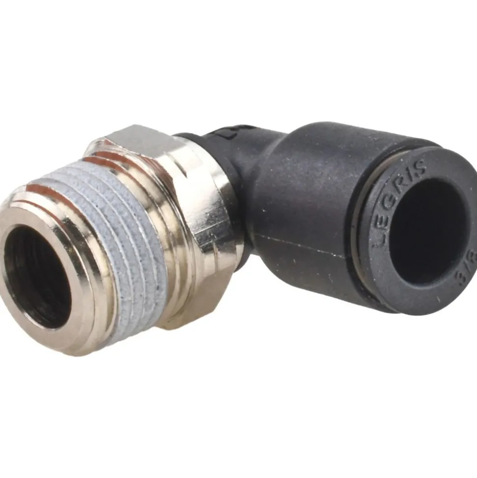 Push-to-Connect Fitting: Male Elbow, NPT, 3/8" OD