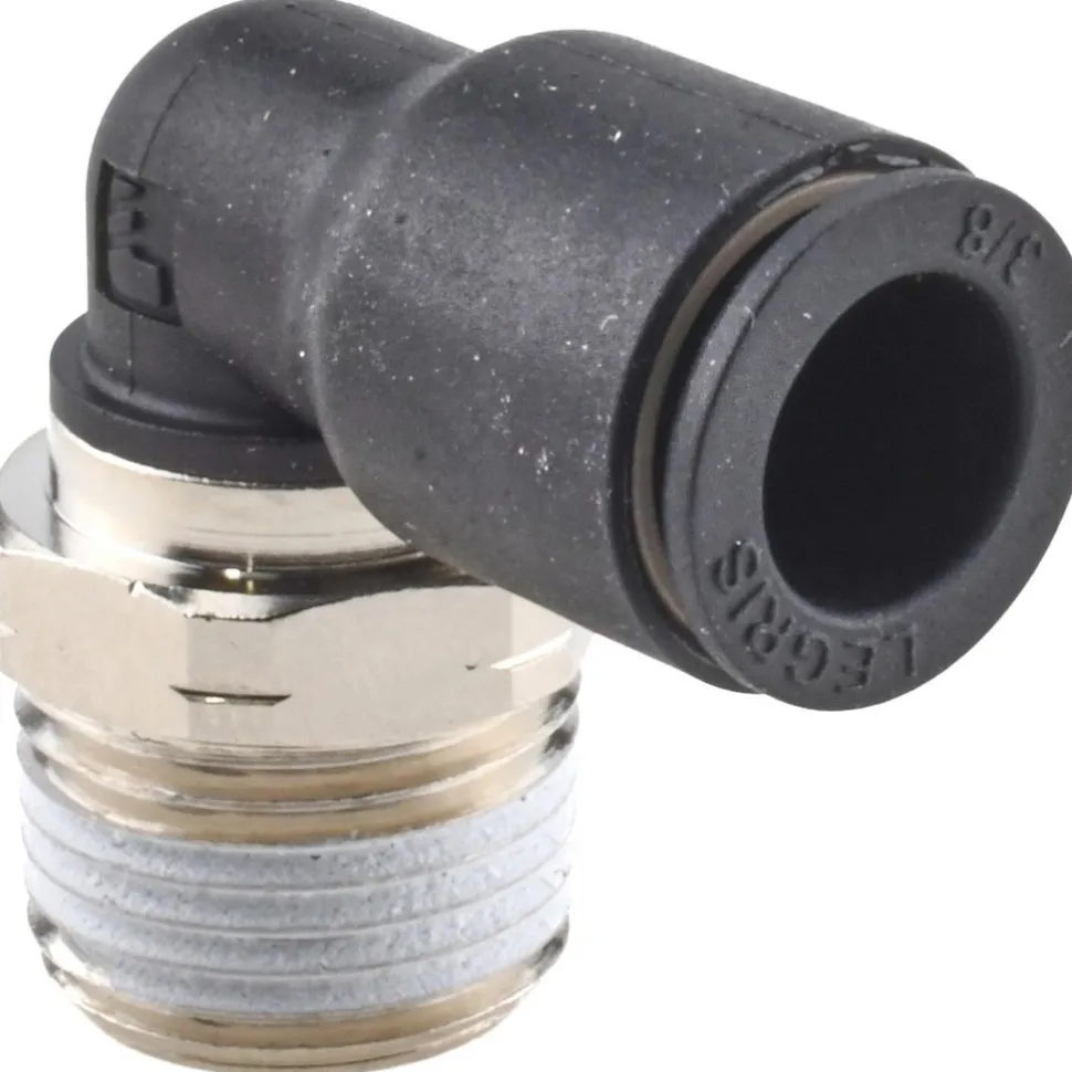 Push-to-Connect Fitting: Male Elbow, NPT, 3/8" OD