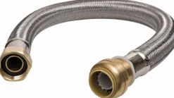 3/4" Push to Connect Inlet, 3/4" FIP Outlet, Braided Stainless Steel Flexible Connector