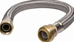 3/4" Push to Connect Inlet, 3/4" FIP Outlet, Braided Stainless Steel Flexible Connector