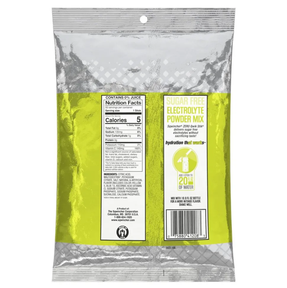 Qwik Stik Sports Drink: 0.11 oz Packet, Lemon-Lime, Powder, Yields 20.00 oz