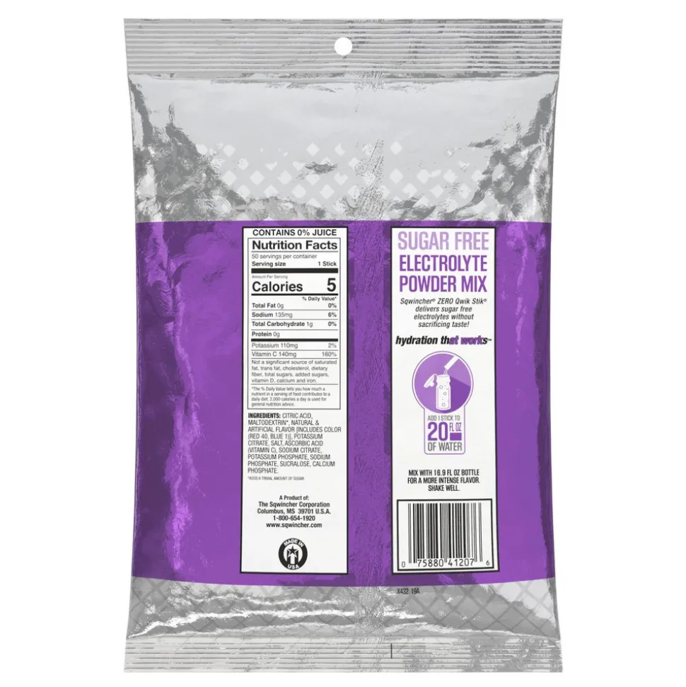 Qwik Stik Sports Drink: 0.11 oz Packet, Grape, Powder, Yields 20.00 oz