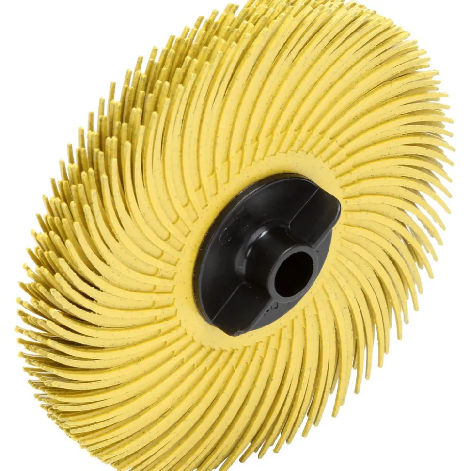 Radial Bristle Brush: 3" Dia, 3/8" Center Hole, Ceramic