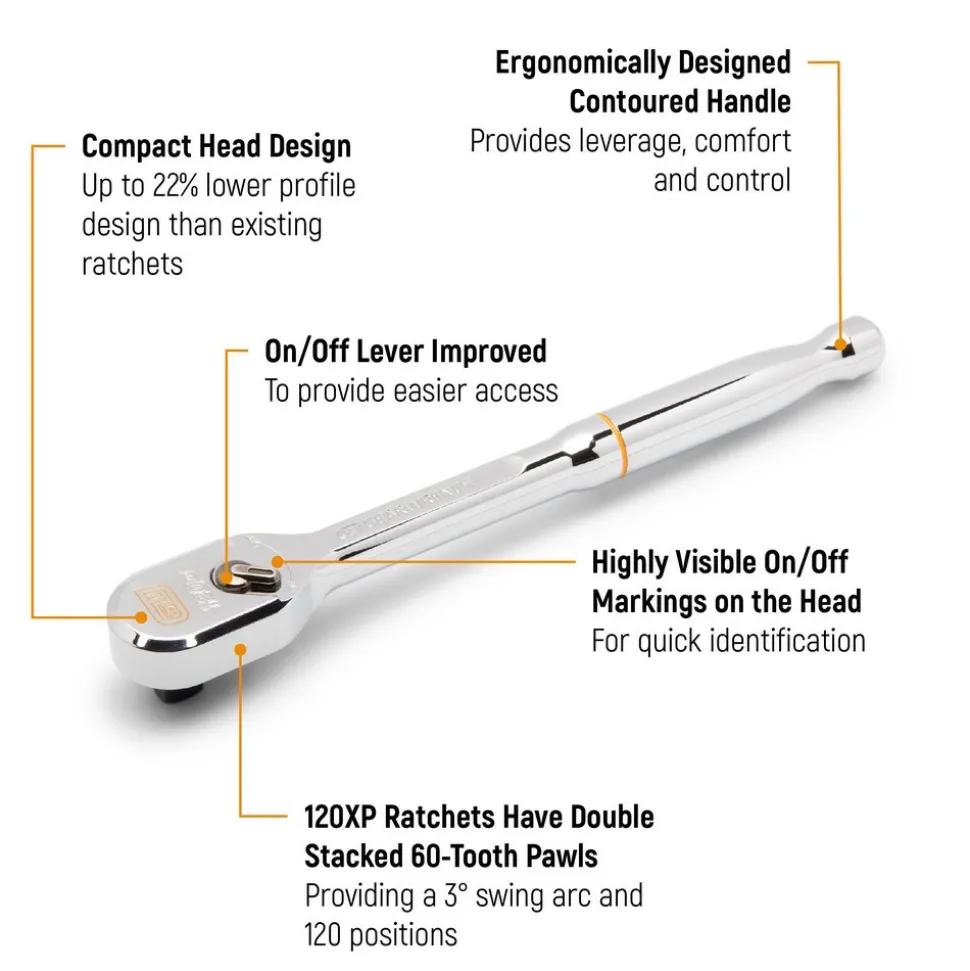 Ratchets: Tool Type: Ratchet; Drive Size (Inch): 1/2; Head Shape: Teardrop; Head Features: Reversible